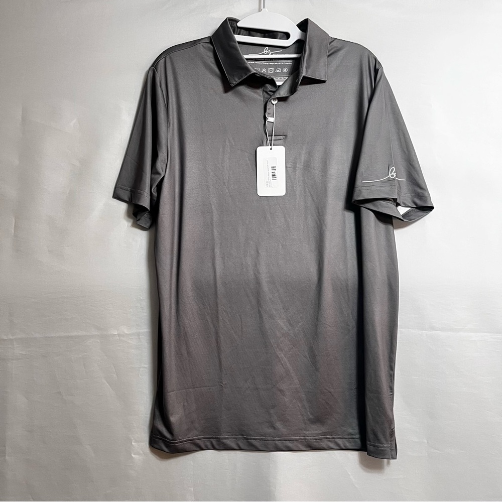 NWT Boston Scott GEN 1 Men’s Golf Polo New $79 Gray Sm Poly Spandex Blend